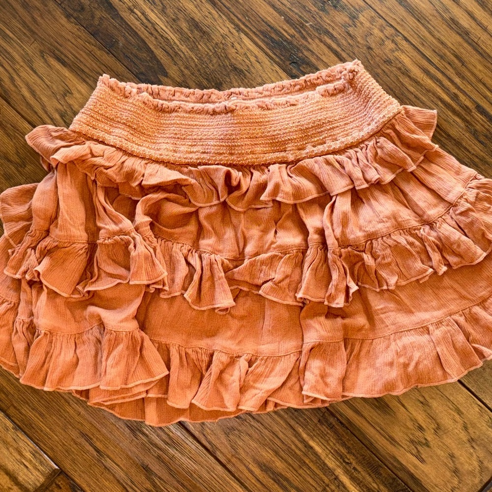 free people thalia tiered ruffle mini skirt in doe - Picture 3 of 3